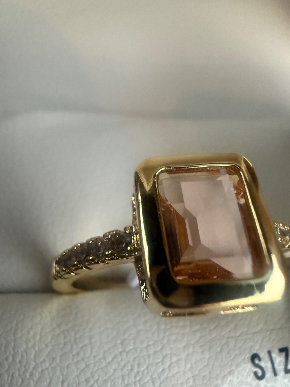 New designer fromItaly Georgio di Vincenza Tone emerald cut Amber Stone Ring 8